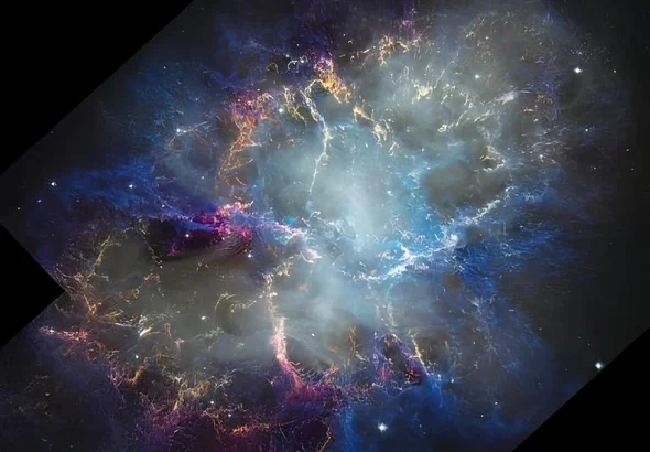 Крабовидная туманность в объективе «Хаббла» — ее нити мчатся со скоростью 3,4 млн миль в час